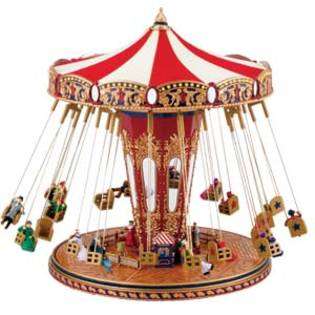   Christmas Worlds Fair Animated Musical Carnival Swing Carousel Ride