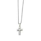 Vistabella Modern Stainless Steel CZ Cross Pendant Chain Necklace
