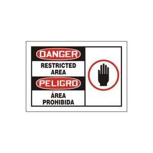 DANGER Labels RESTRICTED AREA (W/GRAPHIC) (BILINGUAL) Adhesive Dura 