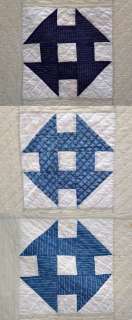antique Civil War Era patchwork quilt blue white quilted  