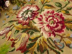 27 PREWORKED Needlepoint Canvas~Antique Flower Bouquet  