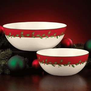  Lenox HOLIDAY RED DW SERVING BOWL S/2