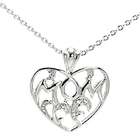   Silver Colorless Cubic Zirconia Adorned Mom Inscribed Heart Necklace
