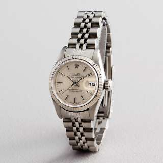 Ladies Rolex Datejust Stainless Steel Watch w/18K Gold Bezel & Silver 