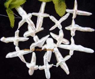cross shaped 19x32mm white freshwater pearl Beads 14.5  