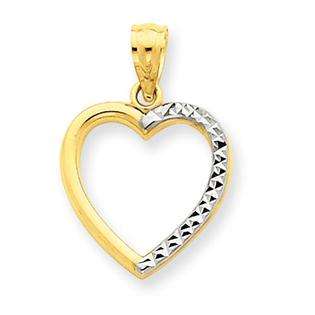   Half Diamond Cut Heart Pendant in 14k Yellow Gold 