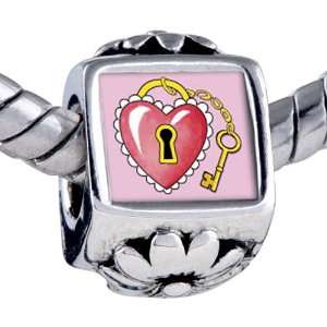  Pandora Style Bead Heart Lock Photo Flower European Charm 
