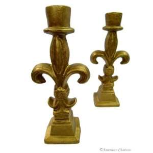   Set of 2 Cast Iron French Candle Holders Candlesticks