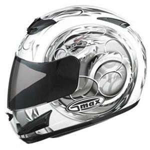  GMax GM58 Dragon Helmet   Medium/White/Silver Automotive