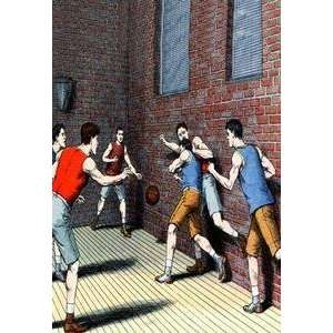Vintage Art Getting Physical on the Basketball Court   04188 9  