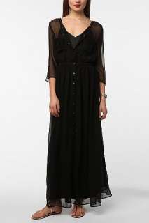 UrbanOutfitters  Sparkle & Fade Sheer Button Front Maxi Dress