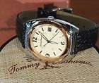 NWT Tommy Bahama Mens Black Woven Leather Havana Rose Gold Two Tone 