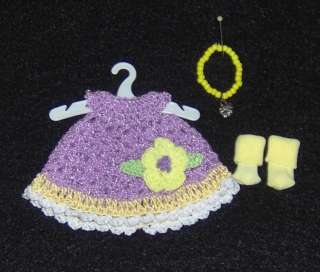   Crochet Dress w/ Socks & Necklace fits Mini Ginny Dolls #1895  