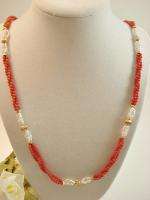 Vintage Jewelry 14kt Gold and Red Italian Coral Necklace 20  