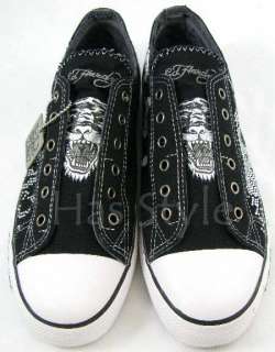 Womens ED Hardy Pirate Skull Black Shoes STONES 5 NIB  
