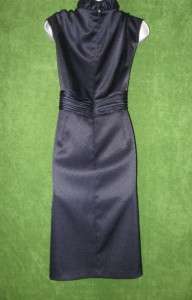 neck ruched empire waist with rosette stretch satin zips at back 97 % 