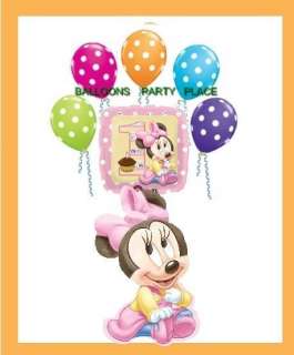 MINNIE MOUSE 1st Birthday balloons one First polka dots  