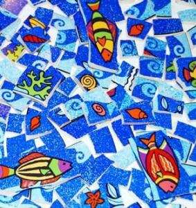 Sue Zipkin Pisces Ocean and Fish Mosaic Tiles  
