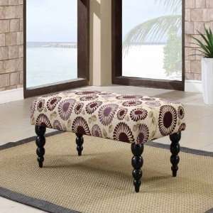    Linon Home Decor Products Clair Purple Floral Bench