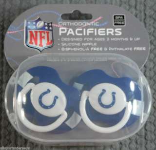 NFL NIB PACIFIER   SET OF 2   INDIANAPOLIS COLTS 812799011712  