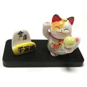  Porcelain Fortune,Lucky Decoartion Cat W/Business Card 