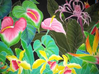 Sarong Handpainted Anthurium/Orchid/Bird Paradise Pareo  