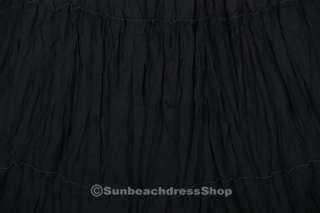 Bohemian Tier Long Cotton Skirt Boho Hippy Hippie Gypsy Black XS XL 