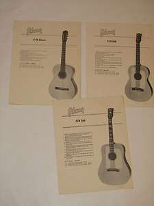 VINTAGE 1960s GIBSON GUITAR ADVERTISING SHEETS C 1D/F 25/FJN WITH 