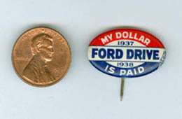 OLD FORD AUTO PIN BACK 1937/38 UNUSED NEAR MINT AD35  