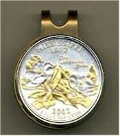 Gold & Silver Mississippi Quarter Coin Golf Ball Marker  