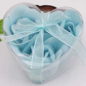 3pcs Baby Blue Wedding Favor Gift Rose Bud Petal Soap  