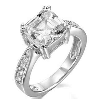   Cubic Zirconia Sterling Silver Womens Engagement Wedding Ring  