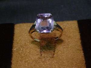 DEAD PAWN VINTAGE 10KT SOLID GOLD AMETHYST RING 2CTS +  