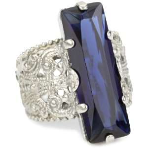 Sorrelli Emerald City Crystal Elongated Adjustable Silvertone Ring