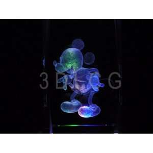  Disney Mickey Mouse Classic 3D Laser Etched Crystal S2 