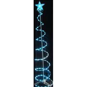   Lighted White Spiral Christmas Tree Sculpture Yard Art   Blue Lights