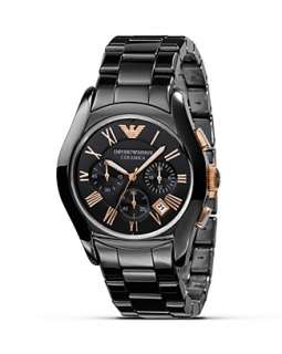 Emporio Armani Black Watch with Rose Gold Accents, 42mm   Watches 