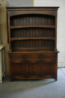 Distressed Mahogany Buffet Open Hutch Display Cabinet  
