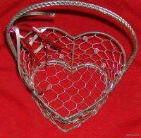 Heart Shaped Metal / Wire Basket w/ Beads  