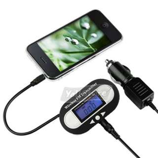 New Wireless FM Transmitter + Car Charger for  ipod Player White 