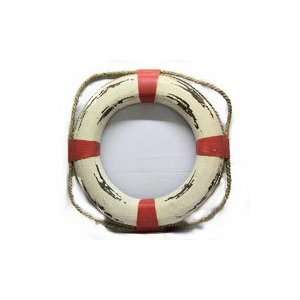 Life Ring Saver Preserver Wood White Red Water Nautical Tropical Home 