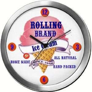  ROLLING 14 Inch Ice Cream Metal Clock Quartz Movement 