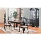 Poundex 5 pc brown finish wood round / oval dining table set with 