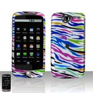 For HTC My Touch Slide 4G (T Mobile) Rubberized Cover Colorful Zebra 