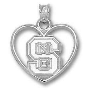 North Carolina State Wolfpack Solid Sterling Silver S NC Heart 