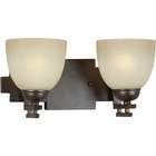   Two Light Vanity Light with Umber Mist Glass Shade in Black Cherry