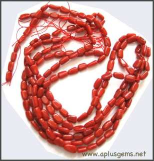 16 4x10mm Red Sea Coral bamboo Tube beads  DIY Jewelry  