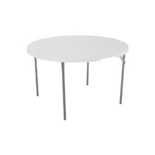    In Half Table, White Granite Tabletop with Gray Frame 