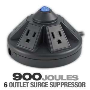  Powramid Surge Protector Black   6 Outlet, 5ft Cor 