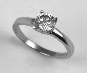 316L Stainless Steel Cubic Zirconia CZ Ring 4 Prongs  